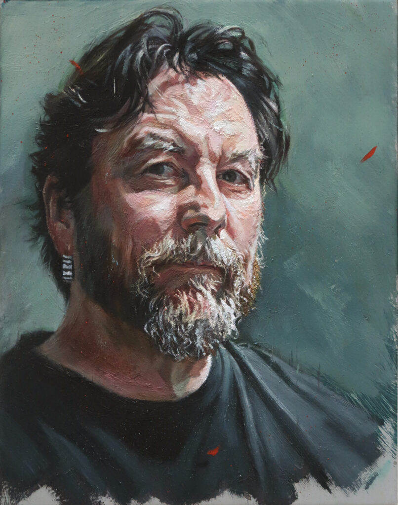 michaelstreun.ch, Mirror Selfportrait, 2020, Oil on Pavatex, 14 x 9.5 cm, Michael Streun, Thun, Schweiz, Bildender Künstler, Malerei, Figuratif,  Painter, Oilpainting, Drawing, Object, figurative, Selfportrait, Selbstporträt, michaelstreun.ch, Oil on Canvas, Michael Streun, Schweiz, Thun, Schweizer Maler, Malerei, Painter, Figurative Malerei, figurative painting, portrait painting, Zeichnung, Objekte, Radierung, Porträt, Surreal, Ölmalerei, Öl auf Leinwand, Oil on Canvas,  Kohlezeichnung, Pastellzeichnung, Fotografie, Video, Ausstellungen, Galerie, Puberty, Projekte, Installationen, Klingende Köpfe, Blues Legends, Mario Capitanio, Peter Gurtner, Carlo Brenni, Georges Müller, Peter Müller, MC Anliker, Jamie Wong-Li, Sandee, Walter Schmocker, Markus Heiniger, Jimy Hofer, Simon La Bey, Schmidi Schmidhauser, Rhonda Dorsey, Shirley Grimes, Gölä, Tinu Heiniger, Christine Lauterburg, Marc Storace, Mich Gerber, Büne Huber, Hank Shizzoe, Kuno Lauener, Sina, Elvis, Alberto Giacometti, B.B. King, Buddy Guy, John Lee Hooker, Kurse, Malkurs, Ölmalen, Porträt in Öl, Objekte in Öl, Aktzeichnen, Aktmalen, sfgb-b.ch, Schule für Gestaltung Bern und Biel, Galerie Art-Etage Biel, Kunsthaus Interlaken, Kunstmuseum Thun, www.atelierstreun.ch, Atelierhaus Thun, www.atelierhausthun.ch, Painting, Swiss Painter, Oilpainting, Drawing, Etching, Portrait, Oil Portrait, Surreal, figurative painting, Oil on Canvas, Oil on Cardboard, Oil on Paper, Berlin, Atelierstipendium, Atelierhaus, www.atelierhaus.ch, Cantonale Berne Jura, Skizzen, Studien, Plastic, Ablösung, Puberty, Pubertät, Adoleszenz, Umbruch, Umwälzungen, Corona-Krise, Zeitenwende, Habitat, Trip, Klimawandel, Übergang, Warner, Überdreht, Satellit.Space Thun, Der Schacht, futuristische Akte, Galerie Tammen Berlin, Robert Walser, Senfies, Farbfinderin, Spannungsfeld, Verschlingung, Die Vorleserin, Überdreht, Begehung, Projekt Talk, Klimawandel, der Schacht, Wandlung, Zündung, der Sog, Nachtlager, der Graben, Habitat, Vorspäherin, Zeitenwende , Kunstpreis der Stadt Thun 2025
