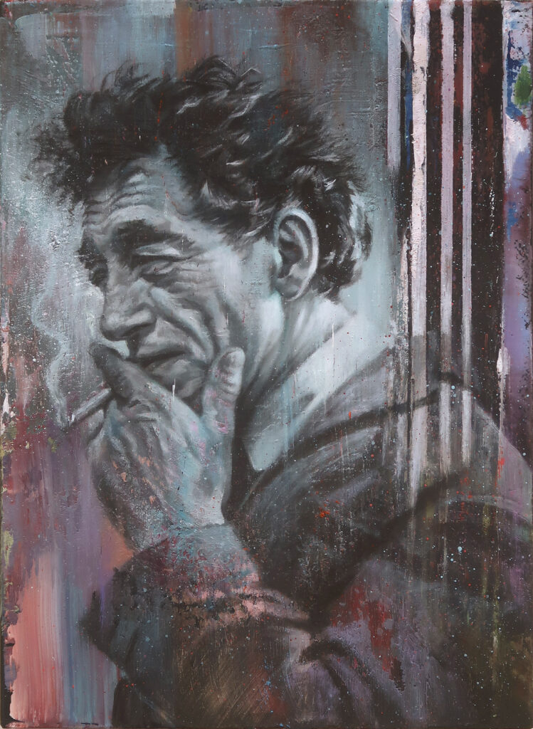 Alberto Giacometti, 2020, Aquarellstifte auf Papier, 50 x 40 cm, Michael Streun, Thun, Schweiz, Bildender Künstler, Malerei, Figuratif,  Painter, Oilpainting, Drawing, Object, figurative, Alberto Giacometti, Sent Pensiun Aldier, Stampa, Kunsthaus Zürich, Centrogiacometti, michaelstreun.ch, Alberto Giacometti Paris Atelier Smoke, Giacometti Alberto Hippolyte Maindron 46, Paris 
michaelstreun.ch, Oil on Canvas, Michael Streun, Schweiz, Thun, Schweizer Maler, Malerei, Painter, Figurative Malerei, figurative painting, portrait painting, Zeichnung, Objekte, Radierung, Porträt, Surreal, Ölmalerei, Öl auf Leinwand, Oil on Canvas,  Kohlezeichnung, Pastellzeichnung, Fotografie, Video, Ausstellungen, Galerie, Puberty, Projekte, Installationen, Klingende Köpfe, Blues Legends, Mario Capitanio, Peter Gurtner, Carlo Brenni, Georges Müller, Peter Müller, MC Anliker, Jamie Wong-Li, Sandee, Walter Schmocker, Markus Heiniger, Jimy Hofer, Simon La Bey, Schmidi Schmidhauser, Rhonda Dorsey, Shirley Grimes, Gölä, Tinu Heiniger, Christine Lauterburg, Marc Storace, Mich Gerber, Büne Huber, Hank Shizzoe, Kuno Lauener, Sina, Elvis, Alberto Giacometti, B.B. King, Buddy Guy, John Lee Hooker, Kurse, Malkurs, Ölmalen, Porträt in Öl, Objekte in Öl, Aktzeichnen, Aktmalen, sfgb-b.ch, Schule für Gestaltung Bern und Biel, Galerie Art-Etage Biel, Kunsthaus Interlaken, Kunstmuseum Thun, www.atelierstreun.ch, Atelierhaus Thun, www.atelierhausthun.ch, Painting, Swiss Painter, Oilpainting, Drawing, Etching, Portrait, Oil Portrait, Surreal, figurative painting, Oil on Canvas, Oil on Cardboard, Oil on Paper, Berlin, Atelierstipendium, Atelierhaus, www.atelierhaus.ch, Cantonale Berne Jura, Skizzen, Studien, Plastic, Ablösung, Puberty, Pubertät, Adoleszenz, Umbruch, Umwälzungen, Corona-Krise, Zeitenwende, Habitat, Trip, Klimawandel, Übergang, Warner, Überdreht, Satellit.Space Thun, Der Schacht, futuristische Akte, Galerie Tammen Berlin, Robert Walser, Senfies, Farbfinderin, Spannungsfeld, Verschlingung, Die Vorleserin, Überdreht, Begehung, Projekt Talk, Klimawandel, der Schacht, Wandlung, Zündung, der Sog, Nachtlager, der Graben, Habitat, Vorspäherin, Zeitenwende, , Kunstpreis der Stadt Thun 2025  